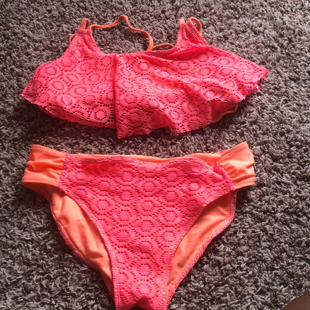 neon pink and orange bikini